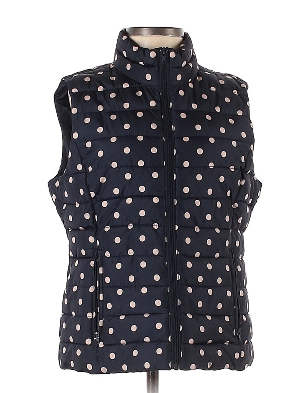 Colebrook navy and white polka dot Puffer vest - S